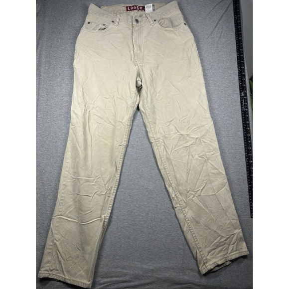 Vtg 90s Levis Silvertab Jeans 30x30 Tan Loose Fit Made in USA - Picture 5 of 15